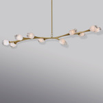 Blossom Linear Pendant - Natural Aged Brass / Frosted