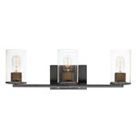 Sleek Bathroom Vanity Light - Black / Seedy Glass