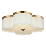 Clover Flush Mount - Satin Brass / Off White