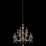 Floridia Two Tier Chandelier - Brushed Champagne Gold / Firenze Clear