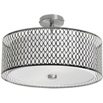 Kordan Semi Flush Ceiling Light - Satin Chrome / White