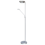 Mother & Son Modern Torchiere Reading Lamp - Satin Chrome