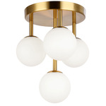 Megallan Circular Flush Mount - Aged Brass / Opal