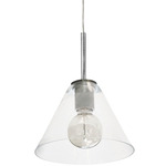 Roswell Cone Pendant - Satin Chrome / Clear