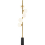 Tempo Floor Lamp - Antique Brass / White