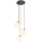 Tango Round Multi Light Pendant - Antique Brass / Clear