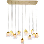 Palazzo Linear Multi Light Chandelier - Louise Brass / Crystal