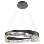 Venosa Round Chandelier - Matte Black / Crystal