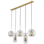 Fano Linear Multi Light Pendant - Rembrandt Brass / Clear