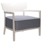 Cara Outdoor Armchair - Ivory / Blue Strip Upholstery