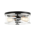 Clarke Round Flush Ceiling Light - Black / Chrome