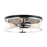 Clarke Round Flush Ceiling Light - Black / Chrome