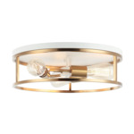 Clarke Round Flush Ceiling Light - White / Aged Gold Brass