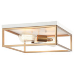 Clarke Square Ceiling Light - White / Aged Gold Brass