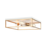 Clarke Square Ceiling Light - White / Aged Gold Brass