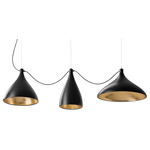 Swell String Mixed Multi Light Pendant - Black / Brass