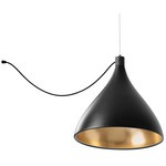 Swell Single String Medium Indoor / Outdoor Pendant - Black / Brass