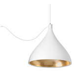 Swell Single String Medium Indoor / Outdoor Pendant - White / Brass