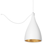 Swell Single String Narrow Indoor / Outdoor Pendant - White / Brass