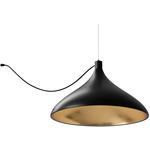 Swell Single String Wide Indoor / Outdoor Pendant - Black / Brass