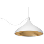 Swell Single String Wide Indoor / Outdoor Pendant - White / Brass