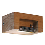 Log Outdoor Wall Sconce - Stainless Steel / Teak Wood