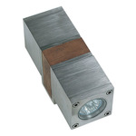 Q-Bic Outdoor Wall Sconce - Stainless Steel / Teak Wood