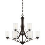 Elmwood Park Chandelier - Bronze / Satin Etched