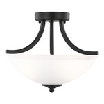 Geary Convertible Semi Flush Light / Pendant - Midnight Black / Satin Etched