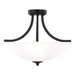 Geary Convertible Semi Flush Light / Pendant - Midnight Black / Satin Etched