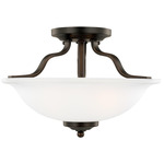 Emmons Semi Flush Ceiling Light Fixture - Bronze / Satin Etched