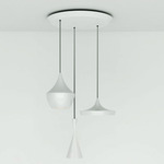 Beat Round LED Multi Light Pendant - White / White