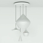 Beat Range LED Round Multi Light Pendant - White / White