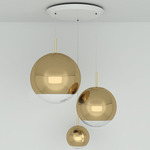 Mirror Ball Range LED Multi Light Pendant - White / Gold
