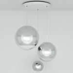 Mirror Ball Range LED Multi Light Pendant - White / Mirror