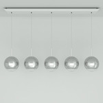 Mirror Ball Linear LED Multi Light Pendant - White / Mirror
