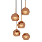 Copper Round LED Multi Light Pendant - White / Copper