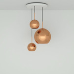 Copper Trio LED Multi Light Pendant - White / Copper