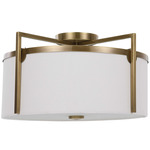 Colfax Semi Flush Ceiling Light - Antique Brass / Frosted