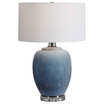 Blue Waters Table Lamp - Light Blue / White Linen
