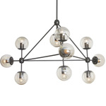 Domi Triangular Chandelier - Matte Black / Cognac