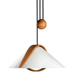 Arta Beech Wood Pull-Down Pendant - Beech Wood / White