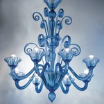 Treporti Chandelier - Polished Chrome / Transparent Light Blue