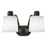 Edward Twin Wall Sconce - Matte Black / White Fabric