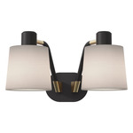 Edward Twin Wall Sconce - Matte Black / Putty Fabric