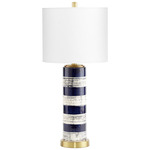 Bristle Brush Table Lamp - Blue / White
