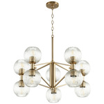 Helios Chandelier - Aged Brass / Clear