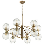 Helios Chandelier - Aged Brass / Clear