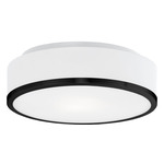 Charlie Ceiling Flush Light - Black / White Opal