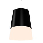 Conical Top Hat Pendant - Matte Black / White Acrylic